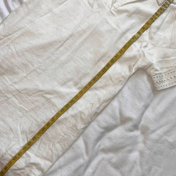 Elie Tahari White Lace Trim Short Sleeved/Collar Linen Lined Shirt Dress NWT-M - Picture 9 of 13